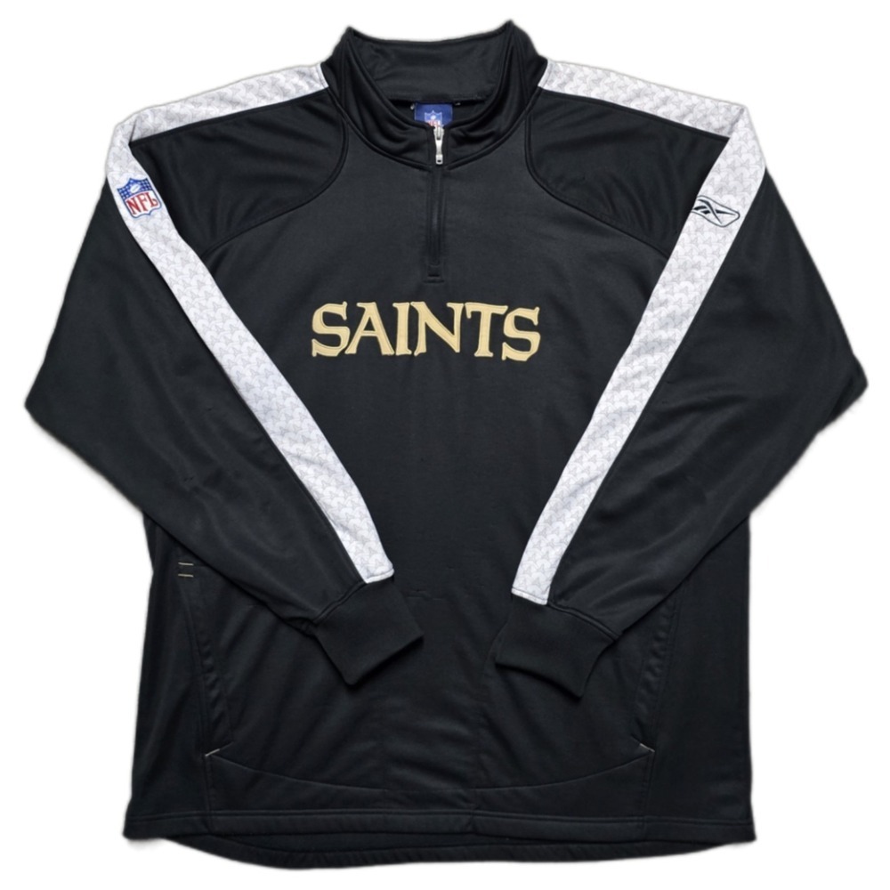 VTG New Orleans Saints 1/4 Zip Jacket Mens 2XL‎ Reebok NFL Authentic Sideline